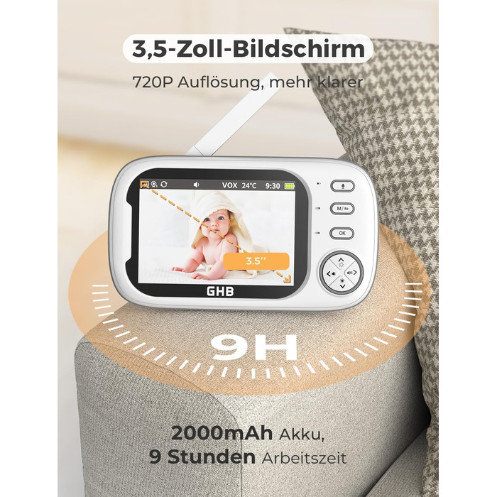 З камерою 3,5-дюймовий відеоняня з режимом VOX Функція нічного бачення внутрішнього зв&39язку Колискові