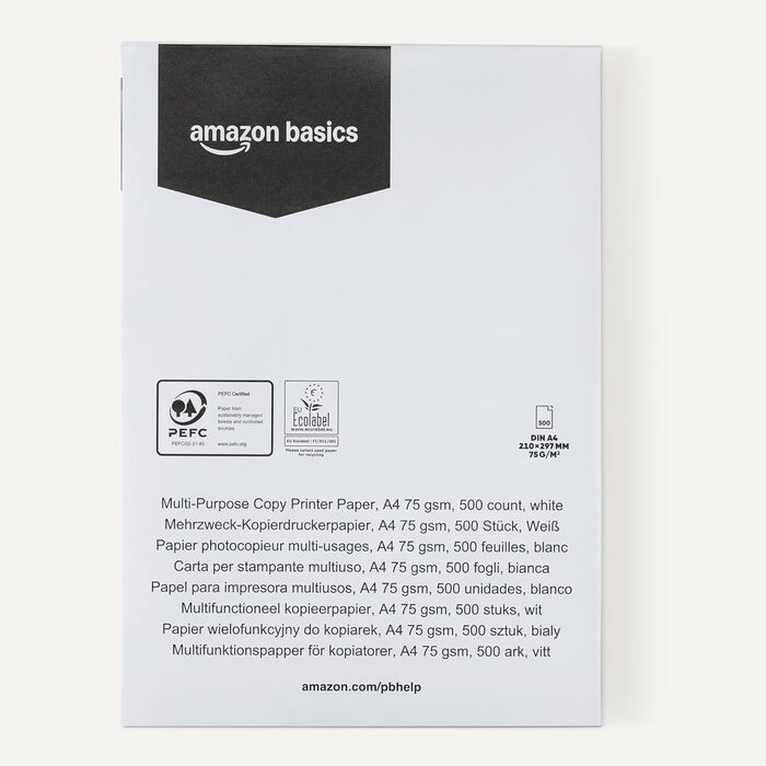 Універсальний папір Storeo Basics для копіювання та друку, A4, 75 г/м2, 2500 аркушів (упаковка з 5 шт. ), білий