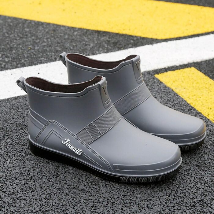 Водне взуття, гумові чоботи, ПВХ, чоловічі, для їдальні, для миття автомобіля, низькі безшовні, для роботи, кухні, для подорожей та походів, сірі, 41 1/3 EU