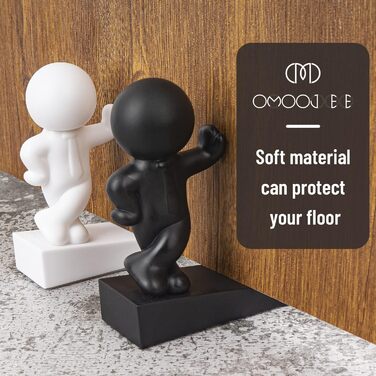 Симпатичний дверний обмежувач, 2 шт. декоративний обмежувач для дверей, ефективно тримає двері відчиненими, чорно-білий Білийчорни