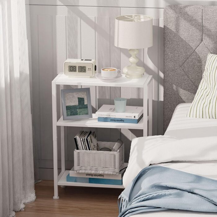 Приставний столик, маленький приставний столик, приставний столик до дивана для вузьких приміщень, вузький приставний столик, тумбочка, для вітальні, спальні, офісу, білий 1 білий