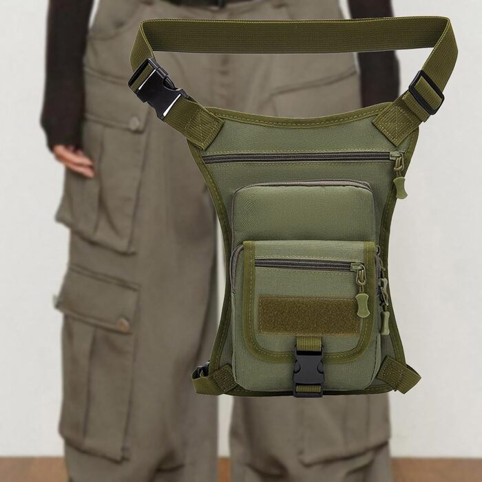 Поясна сумка Fenteer, повсякденна сумка, регульована сумочка, водонепроникна сумка для ніг, сумка для риболовлі для подорожей на природі, для дорослих, суцільно-зелена