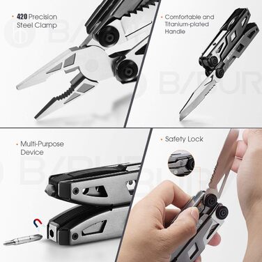 Подарунки чоловікам, Кишеньковий інструмент BIBURY 18 в 1, Титанова ручка Дизайн мультиінструментів з нержавіючої сталі, Багатофун