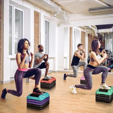 Аеробний степер, степ-лаваш для аеробного фітнесу, платформа для тренувань з 4 регульованими підйомниками в комплекті J. High Step - рожевий/сірий, 4All