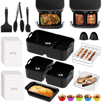 Аксесуари для фритюрниці FTUREERA для фритюрниці Ninja Foodi AF500EU 10.4 л, аксесуари для фритюрниці 116 шт. для ніндзя, включаючи силіконову форму, решітку для гриля, папір для випічки, силікон для форми для випічки
