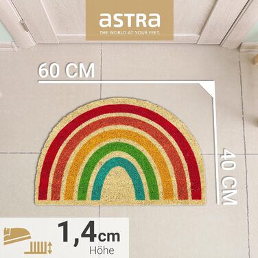 Килимок для дверей Astra Natural Coconut - Кокосовий килимок 40x60 см Веселка - Нековзний килимок для бруду - Килимок для вулиці, килимок для приміщень - Килимок для критої відкритої території 40 x 60 см (прямокутний) Веселка