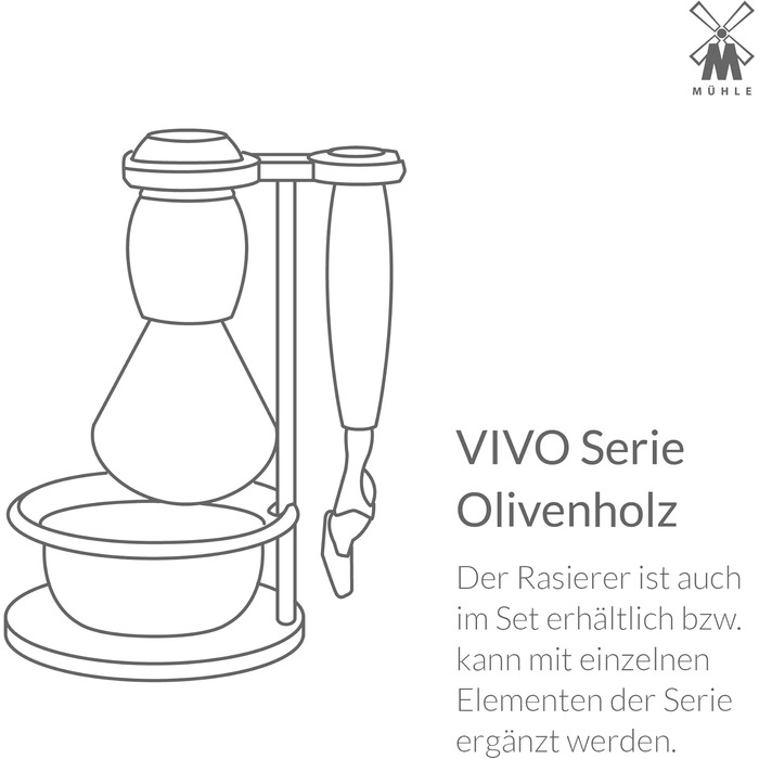Бритва MHLE Vivo System сумісна з лезами Gillette - рукоятка з цінного оливкового дерева, хромовані металеві акценти