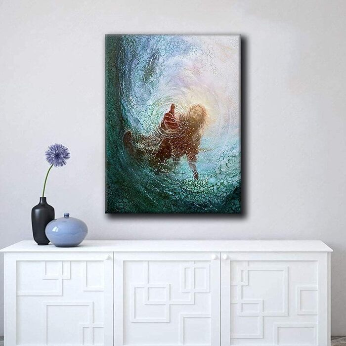 Настінний живопис на полотні, вінтажний стиль, Ісус, водний постер, християнський подарунок, мотив рука Божа, картина з релігійним