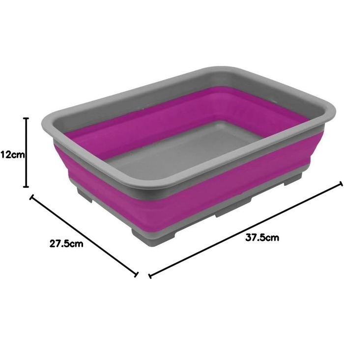 Складана чаша для миття посуду Ram портативна 10-літрова ємність для зберігання води, ідеально підходить для кемпінгу, караванів, активного відпочинку, кухні тощо фіолетова