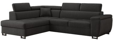 Кутовий диван з функцією сну та відділенням для зберігання речей Nicole 270x202x96 см (ШxГxВ) L-подібний диван з регульованими підголівниками Кутовий диван з функцією сну Пружинна основа Диван сірий лівий, шезлонг лівий сірий