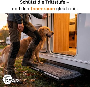 Килимок для сходів GEAR Mantua для автофургонів та караванів Килимок для електричних сходів 70,5 x 26 см Захисний килимок Нековзний та миється Не потребує свердління