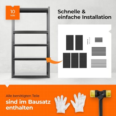 Металевий стелаж з металевими полицями ПЕРЕМОЖЕЦЬ ТЕСТУ Легке складання Надзвичайно стійкий Міцний чорний стелаж з п&39ятьма полицями - Полиця для зберігання, полиця для підвалу - металева Виберіть полицю зараз Полиця 160x86x45 Чорна 5 рівнів чорна 86x45x