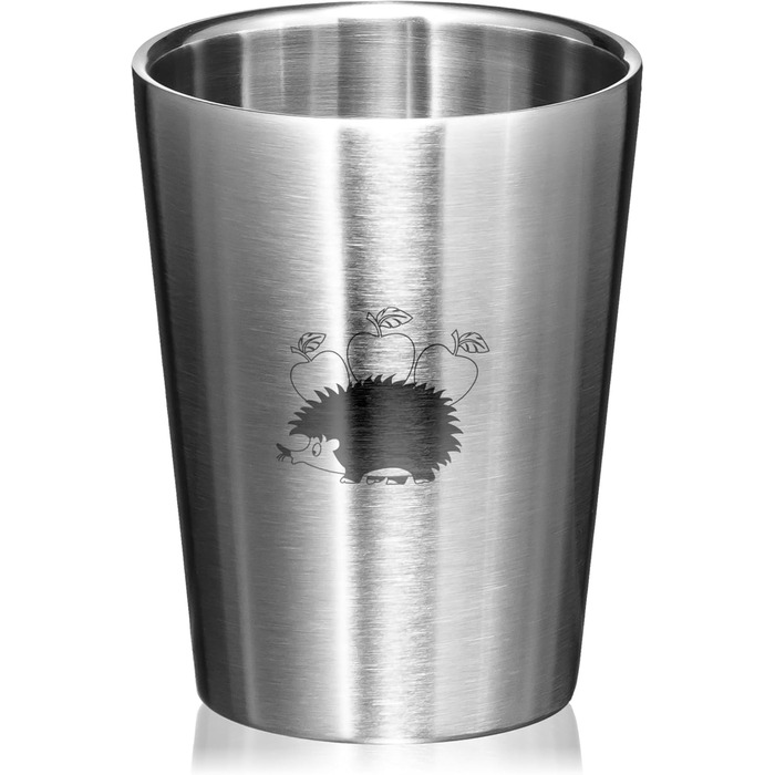 Дитячі стаканчики для пиття з нержавіючої сталі - 250 мл ізольовані стаканчики з нержавіючої сталі 304 - Стійкі до ударів стаканчики для кемпінгу - Двостінні ізольовані стаканчики - Без бісфенолу А (Hedgehog - 3 шт.), 3 шт.