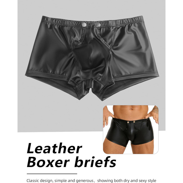 Чоловічі боксери ohyeahlady, з лакованої шкіри, чорні, розмір L