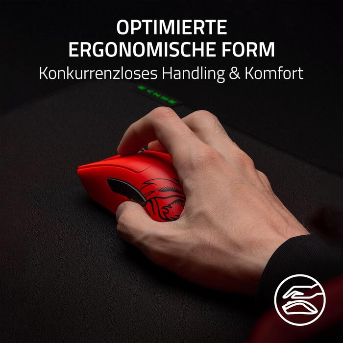 Легка бездротова ергономічна кіберспортивна миша (63 г, оптичний сенсор Focus Pro 30K, перемикач миші Gen-3, бездротовий зв'язок H