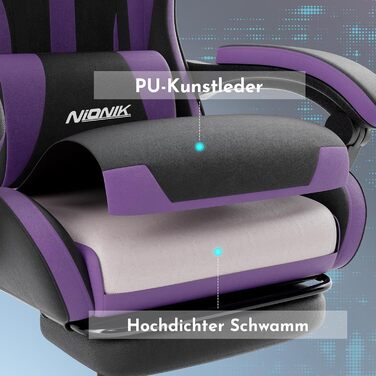 Офісне крісло, ігрове крісло, комп&39ютерне крісло з підставкою для ніг, м&39яке ігрове крісло, ігрове крісло для дорослих, обертове крісло, чорно-фіолетове