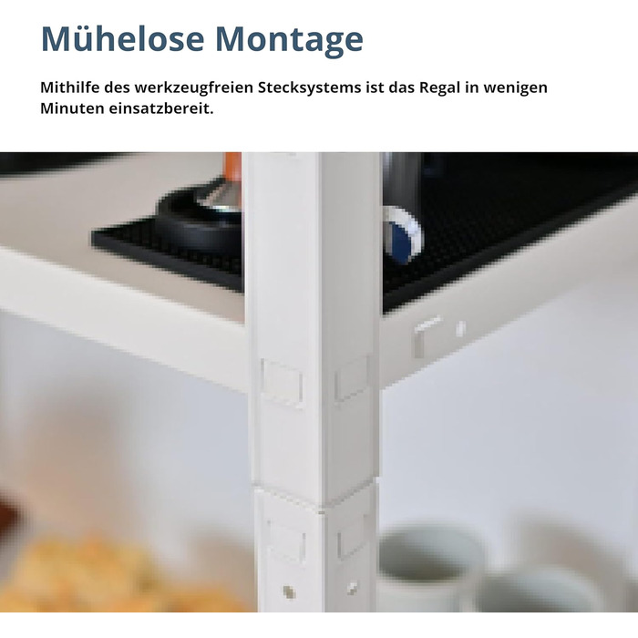 Стелаж SCHULTE з 4 полицями PowerMAX, вантажопідйомність 60 кг, 180x60x40 см (ВxШxГ), білий, полиця для зберігання, полиця для майстерні, полиця для підвалу, полиця для гаража, металева полиця, білий 180x60x40 см