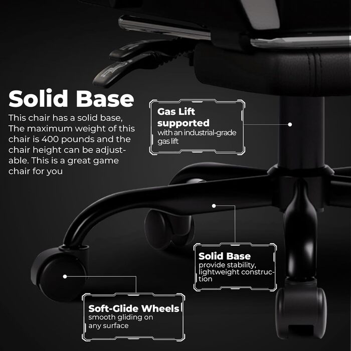 Ігрове крісло GTPLAYER, ергономічне офісне крісло з підставкою для ніг, регульованим підголівником та поперековою опорою, ігрове крісло, білий колір