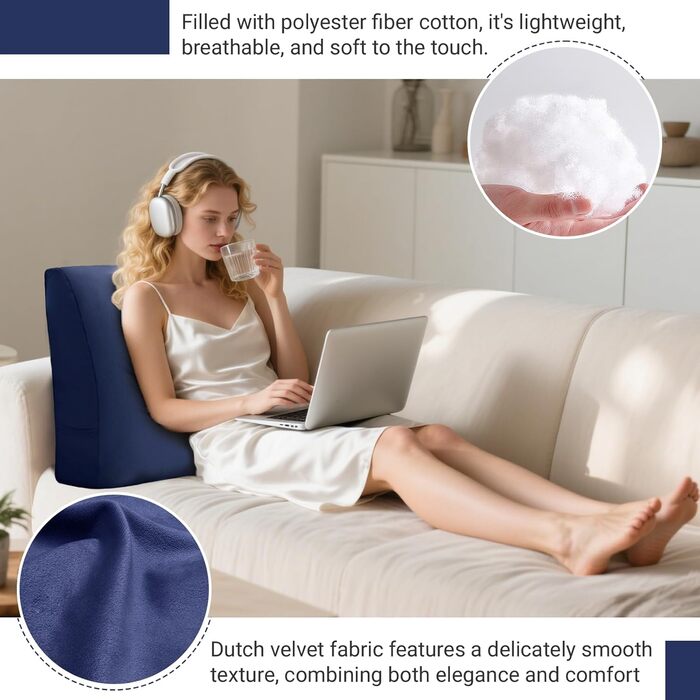 Подушка для дивана 601350 см М&39яка подушка для спинки зі знімним чохлом Зручні подушки для дивана та кушетки Декоративна подушка для спинки вітальні, синя, 601350 см