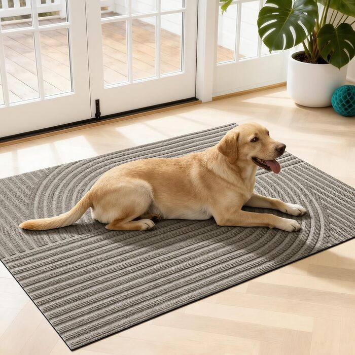 Килимок для вловлювання бруду FEOMOS для приміщень/зовнішнього використання 60x90 см, нековзний абсорбуючий килимок для дверей, який можна прати та міцний, для вхідних дверей, коридору, балкону, кухні - бежевий 60x90 см