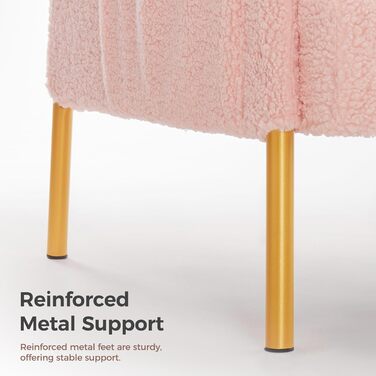 Крісло Mondeer, одномісний диван з бічною кишенею та металевими ніжками, зручна тканина зі штучної овчини, сучасний, для вітальні, спальні, кабінету, 63 x 75 x 75 см, рожевий.