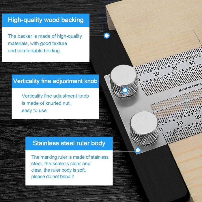 Лінійка з нержавіючої сталі з Т-подібним отвором Лінійка з Т-подібним отвором Лінійка для точної розмітки Столярний вимірювальний інструмент з нержавіючої сталі Лінійка з отвором для позиціонування для столярних робіт Вимірювання квадрата (300 мм)