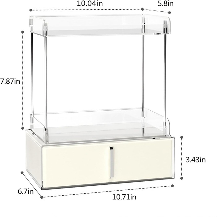 Рівневий органайзер для макіяжу Kousee з шухлядою зберігання косметики, великий органайзер для туалетного столика, місце для зберігання у ванній кімнаті з протиковзким дизайном (кремовий), 3-