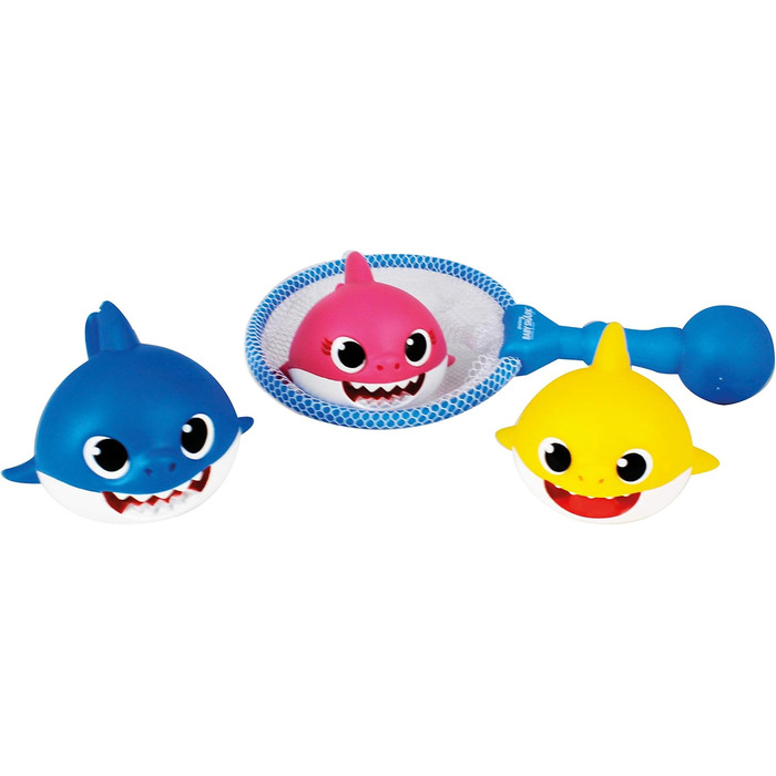 Набір для ванни Baby Shark, 3 шт. (акула, сітка для купання), блакитний, рожевий, жовтий, білий
