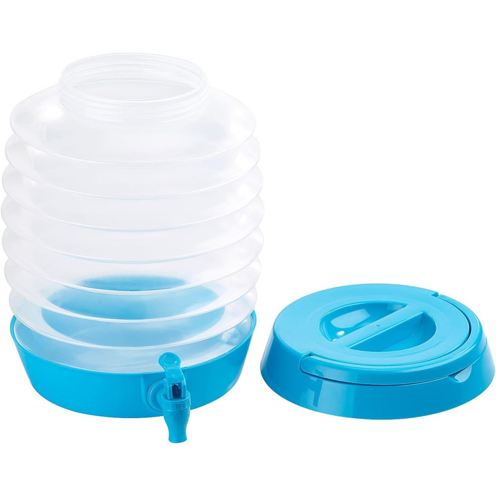 Контейнер для води PEARL складна бочка, кран, підставка, 7,5 літрів, синій/прозорий (каністра диспенсера для води, складна каністра для питної води, лід)