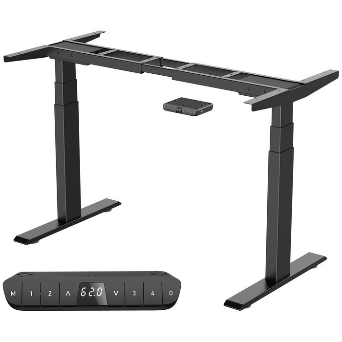 Каркас столу з електричним регулюванням висоти, 2 двигуни, вантажопідйомність 135 кг, регулювання висоти 62-127 см, швидке складання, 4 налаштування висоти з пам&39яттю, 2 USB-порти (чорний)
