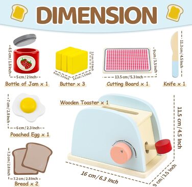Дитячі кухонні аксесуари дерев'яний тостер для дітей, ігрова кухня спливаючий тостер набір, іграшковий тост з шматочками хліба масло, дерев'яна іграшка кухня іграшка навчальна рольова гра навчальна іграшка подарунок
