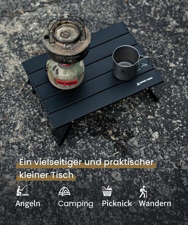 Складаний кемпінговий стіл OneTigris, маленький алюмінієвий, складний кемпінговий стіл, надлегкий портативний вуличний стіл, вантажопідйомність до 30 кг для використання на свіжому повітрі, для походів (39,5 x 29 x 12,5 см)