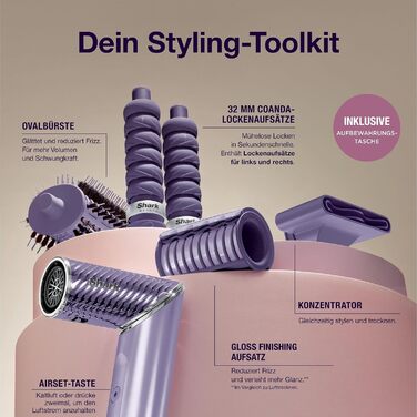 Стайлер для волосся Shark FlexStyle IonCurl сушіння, завивка, стайлінг, фіолетовий