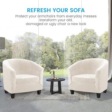 Чохол на крісло Topchances з еластичною підкладкою, універсальний чохол для одномісного дивана, розсувний еластичний чохол на крісло, велюровий чохол з підлокітниками для крісла для кафе, клубного крісла, крісла для відпочинку, коктейльного крісла, бежеви