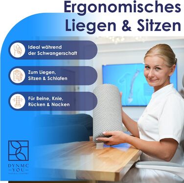 Подушка для колін DYNMC you для сну на боці Комфортний валик для ніг ПЕРЕМОЖЕЦЬ ПОРІВНЯННЯ ДУЖЕ ДОБРЕ Подушка для сну Подушка у формі півмісяця Подушка для ніг для релаксації та комфорту (сіро-біла картата)