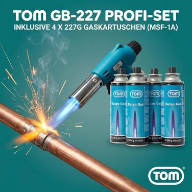 Газовий пальник TOM Кріплення для пальника Газові балончики з байонетним кріпленням MSF-1A для майстерні, саду, кухні тощо 1300C П&39єзорозпал Паяльний пальник Пальник Бунзена (газовий пальник з 4 газовими балончиками)