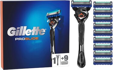 Волога бритва Gillette ProGlide для чоловіків, бритва 10 лез для гоління з 5 лезами, подарунок для чоловіків, чорний/синій