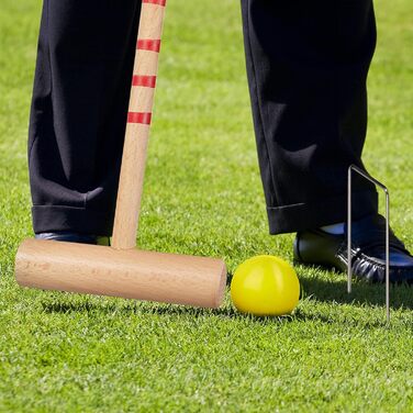 Набір для крокету Relaxdays, 4 гравці, діти та дорослі, повний комплект із сумкою, дерев&39яний набір для крокету, молотки, різнокольоровий