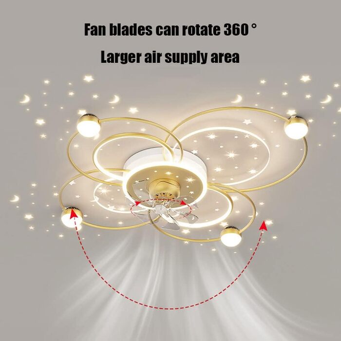 Стельовий світлодіодний світильник PAZWAHF 73W, стельовий вентилятор зі світлодіодним освітленням, регульованою швидкістю вітру, з