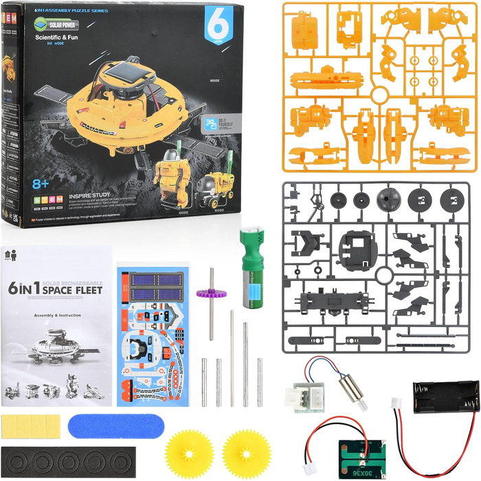 Дитячі іграшки сонячний робот 6 в 1 Focenat, набори сонячних роботів STEM для хлопчиків, експерименти з сонячними роботами, будівельні набори для дітей, розвиваючі іграшки для дітей від 6 років і старше