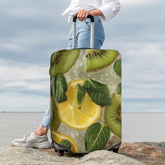 Чохол для валізи Лимон та Ківі з принтом, еластичний захист від подряпин та пилу, чорний, розмір 95