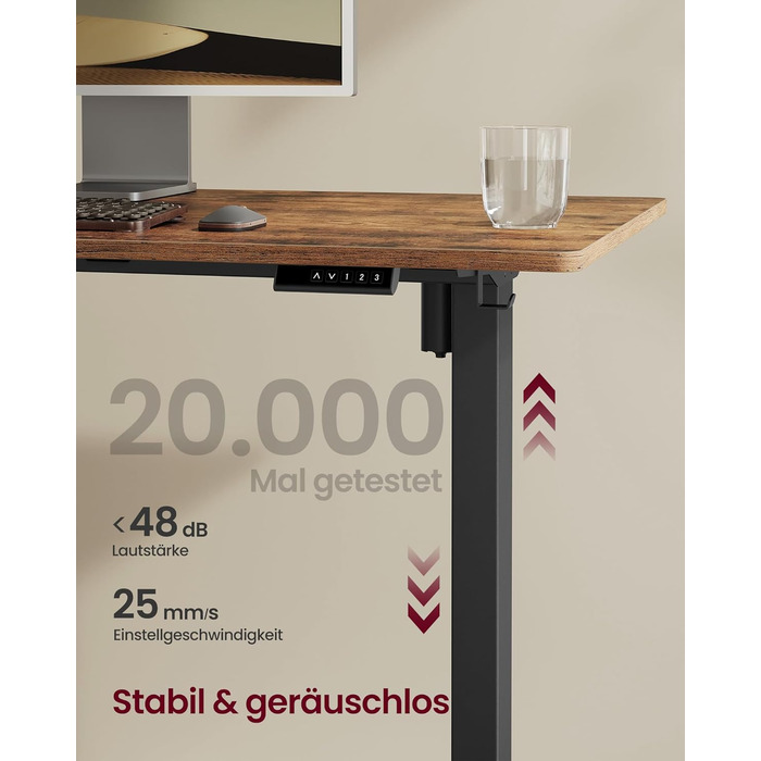 Електричний стіл VASAGLE з регульованою висотою, каркас столу, підставка для столу, без стільниці, з 2 гачками, функція пам&39яті з 3 висотами, сталь, чорний колір LSD021B01V2 1 чорний колір