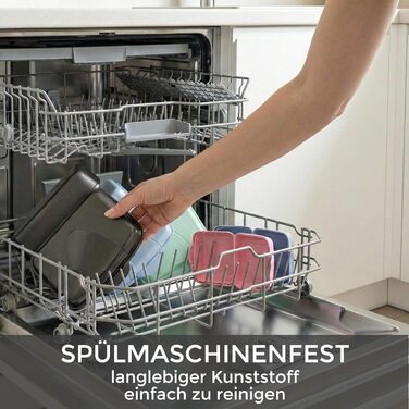 Набір контейнерів для їжі Hausfelder для дорослих 4 шт., антрацит. Включає 2 великі (16x12x4 см) та 2 маленькі (9,5x7x3,5 см) контейнери, що складаються один в один, придатні для миття в посудомийній машині. Ідеально підходять для школи, офісу та подороже