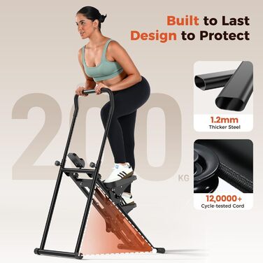 Складаний степер Sportneer для домашнього використання з кермом та регульованим опором, тренування Stairmaster для ніг та корпусу, домашній степер до 200 кг, чорний