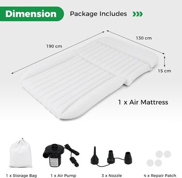 Автомобільний матрац COSTWAY, 190 x 130 см, надувний матрац для позашляховиків, двосторонній, надувний матрац з повітряним насосом та сумкою для перенесення, автомобільний матрац для багажника, кемпінгу, подорожей, активного відпочинку на природі (бежевий