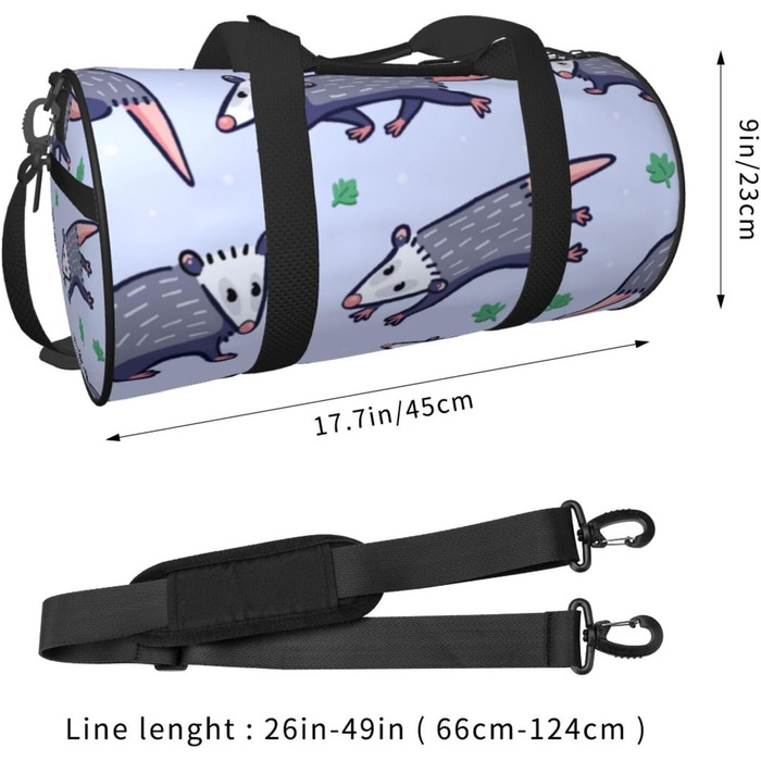 Спортивна сумка, дорожня сумка, сумка для подорожей, з принтом Опосум, сумка на нічліг, чорна, універсальний розмір