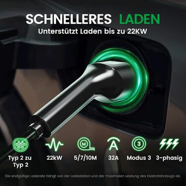 Зарядний кабель GONEO тип 2 22кВт 10М 32А зарядний кабель електромобіля тип 2 3 фазний режим 3 для електромобіля EV/PHEV тип 2 до
