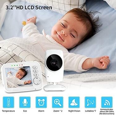 Дитячий телефон 3,2-дюймовий радіоняня 2,4 ГГц Дитяча камера з РК-камерою нічного бачення Цифрове відео високої чіткості та функці