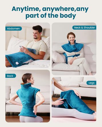 Обтяжена нагрівальна ковдра KNQZE, нагрівальний килимок з 10 рівнями нагріву, 4 таймери для спини, плечей та шиї, нагрівальний килимок, що миється, від болю в спині та шиї, подарунок на день народження для жінок та чоловіків, зелений