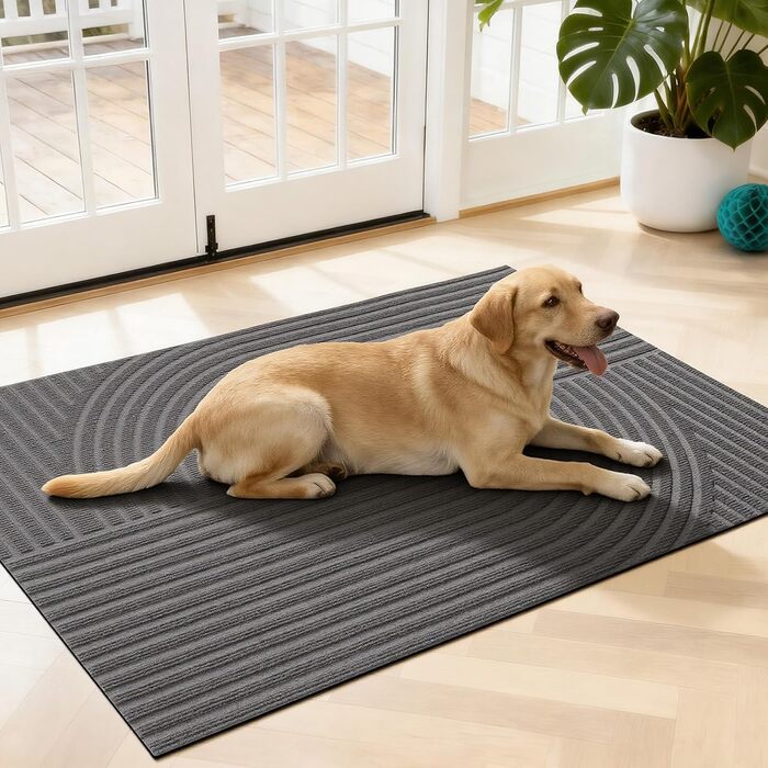 Килимок для вловлювання бруду FEOMOS для приміщень/зовнішнього використання 50x80 см, нековзний абсорбуючий килимок для дверей, який можна прати та міцний, для вхідних дверей, коридору, балкону, кухні - сірий
